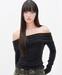 CUTOUT OFFSHOULDER LONG SLEEVE BLACK