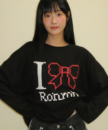 I RIBBON OVER FIT LONG SLEEVE T SHIRT BLACK