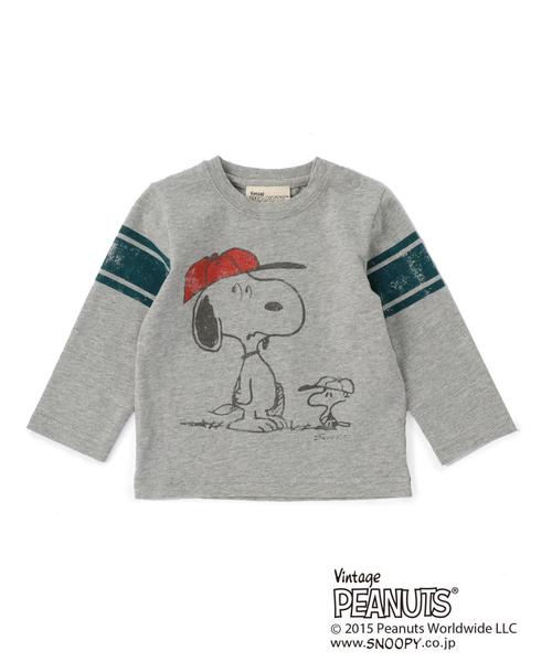 green label relaxing（グリーンレーベルリラクシング）の「【BABY】別注PEANUTS プリントTシャツ◆（Tシャツ/カットソー・キッズ・ネイビー/ライトグレー/マスタード・75cm/85cm）」の2枚目の写真