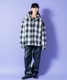 a.p.o.v.（エーピーオービー）の「a.p.o.v. オンブレチェックネルスーパーオーバーサイズフードパフジャケット（ダウンジャケット/コート）」