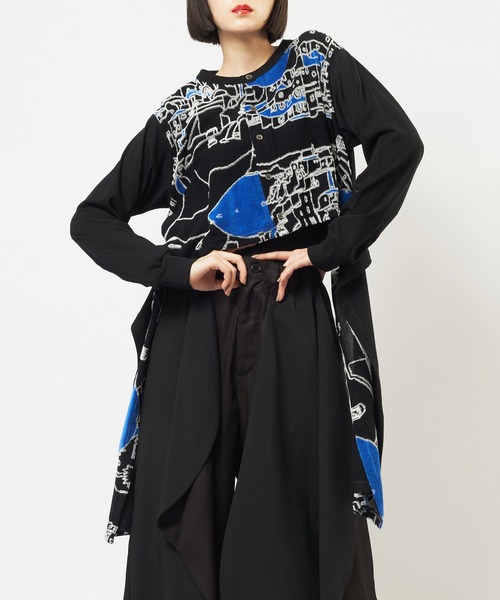 gomme(ゴム)の「サイドドレープカーディガン(カーディガン/ボレロ・レディース・ブラック・MEDIUM)」の1枚目の写真