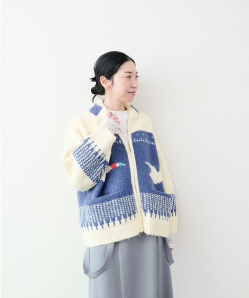 DOLLUPOOPS（ドールアップウップス）の「バード柄ニットカーディガン（カーディガン/ボレロ・レディース・ブラック/ロイヤルブルー・FREE）」の9枚目の写真