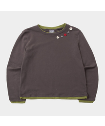 ソフトカラー スナップ 配色 レイヤード スリムフィット スリーブレス Tシャツ_2COLOR