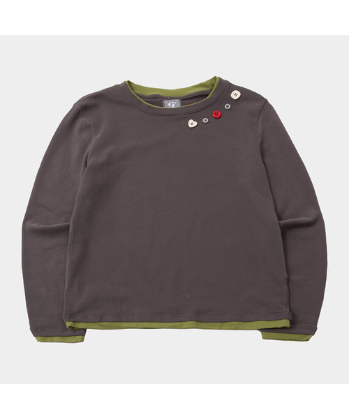 SOME PLACE(サムプレイス)の「ソフトカラー スナップ 配色 レイヤード スリムフィット スリーブレス Tシャツ_2COLOR(Tシャツ/カットソー・レディース・ブラック/チャコール・FREE)」の2枚目の写真