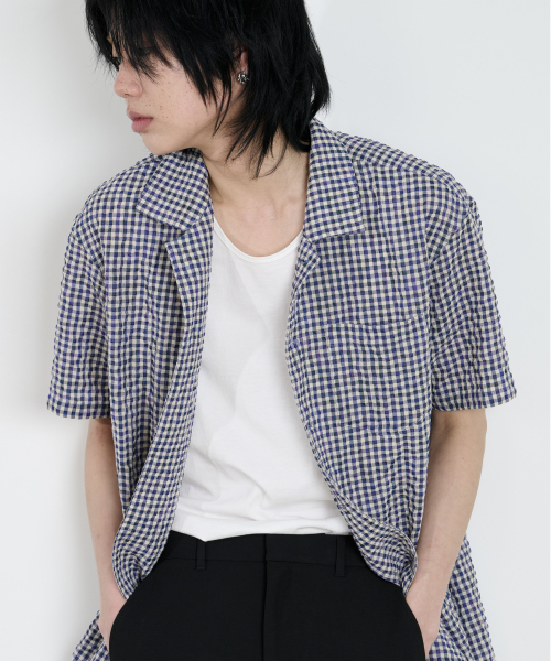 DUSTYWHITE(ダスティーホワイト)の「ブルーテクスチャーハーフスリーブシャツ(シャツ/ブラウス・メンズ・その他・X-LARGE/MEDIUM/LARGE)」の3枚目の写真