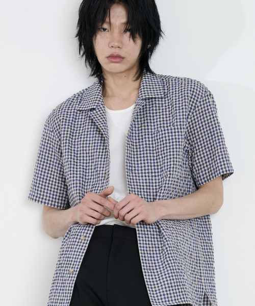 DUSTYWHITE(ダスティーホワイト)の「ブルーテクスチャーハーフスリーブシャツ(シャツ/ブラウス・メンズ・その他・X-LARGE/MEDIUM/LARGE)」の4枚目の写真