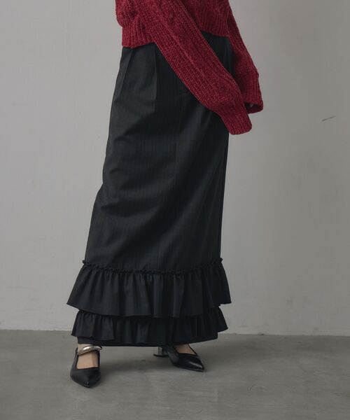 kivi（キヴィ）の「裾フリルスカート（スカート・レディース・チャコールグレー/ダークブルー/ライトグレー・FREE）」の2枚目の写真