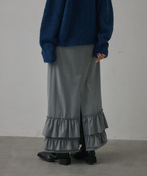 kivi（キヴィ）の「裾フリルスカート（スカート・レディース・チャコールグレー/ダークブルー/ライトグレー・FREE）」の6枚目の写真