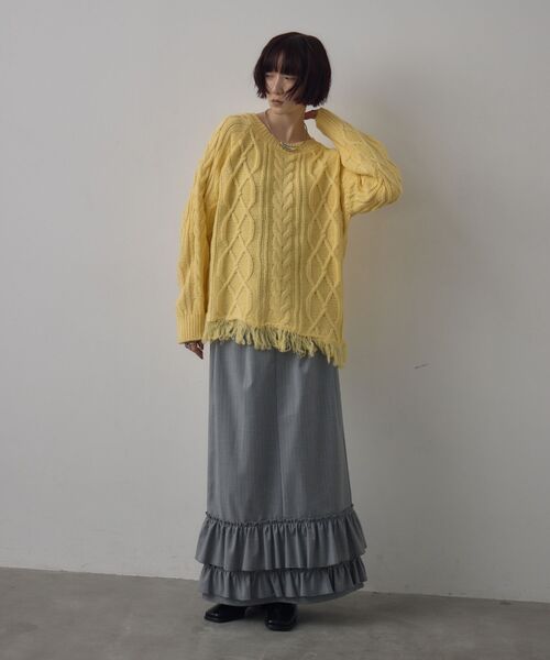 kivi（キヴィ）の「裾フリルスカート（スカート・レディース・チャコールグレー/ダークブルー/ライトグレー・FREE）」の18枚目の写真