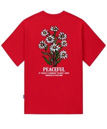 デイジーフラワーバンドルグラフィックTシャツ - レッド