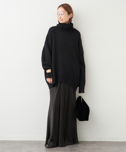 【定価約4万✨】ドゥーズィエムクラス　タートルネックニットドレス　カシミヤ混　黒 定価約4万✨】ドゥーズィエムクラス タートルネックニットドレス