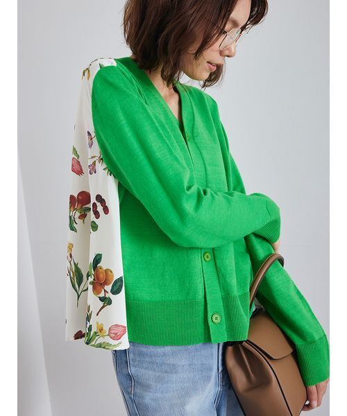 Mila Owen(ミラオーウェン)の「カシミヤコットンボタニカルドッキングカーディガン(カーディガン/ボレロ・レディース・アイボリー/ブラウン/グリーン/ネイビー/ミント・F)」の22枚目の写真