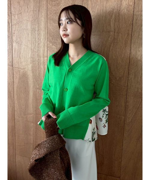 Mila Owen(ミラオーウェン)の「カシミヤコットンボタニカルドッキングカーディガン(カーディガン/ボレロ・レディース・アイボリー/ブラウン/グリーン/ネイビー/ミント・F)」の10枚目の写真