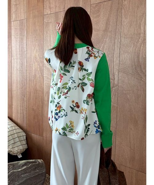 Mila Owen(ミラオーウェン)の「カシミヤコットンボタニカルドッキングカーディガン(カーディガン/ボレロ・レディース・アイボリー/ブラウン/グリーン/ネイビー/ミント・F)」の11枚目の写真