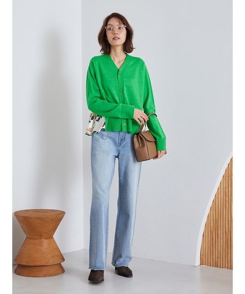 カシミヤコットンボタニカルドッキングカーディガン（カーディガン