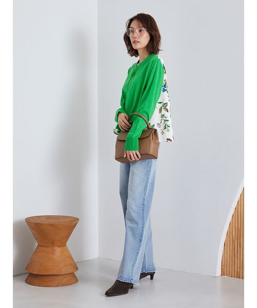 カシミヤコットンボタニカルドッキングカーディガン（カーディガン