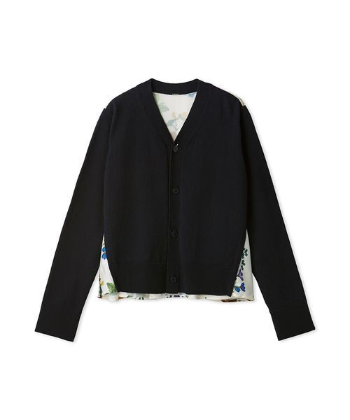 カシミヤコットンボタニカルドッキングカーディガン（カーディガン