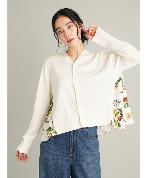 新品♡ カシミヤコットンボタニカルドッキングカーディガン カシミヤコットンボタニカルドッキングカーディガン（カーディガン
