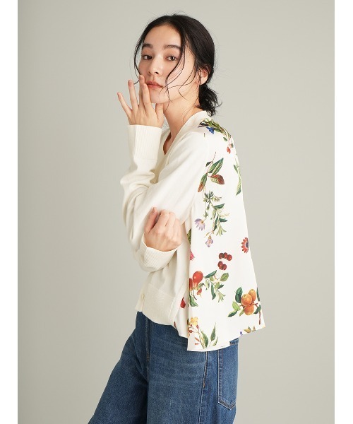 新品♡ カシミヤコットンボタニカルドッキングカーディガン カシミヤコットンボタニカルドッキングカーディガン（カーディガン