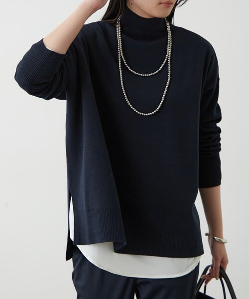 LOUNGEDRESS(ラウンジドレス)の「総針ハイネックニット(ニット/セーター・レディース・ブラック/アイボリー/モカ/ベビーピンク/ネイビー/グリーン・FREE)」の5枚目の写真