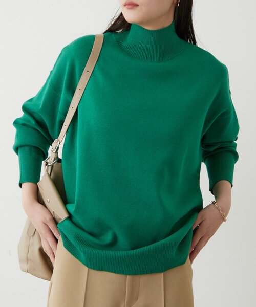 LOUNGEDRESS(ラウンジドレス)の「総針ハイネックニット(ニット/セーター・レディース・ブラック/アイボリー/モカ/ベビーピンク/ネイビー/グリーン・FREE)」の1枚目の写真