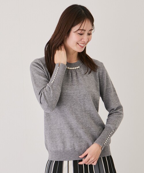 Jayro(ジャイロ)の「パールネックニット(ニット/セーター・レディース・グレー/ホワイト系その他2/ブラック・M)」の11枚目の写真