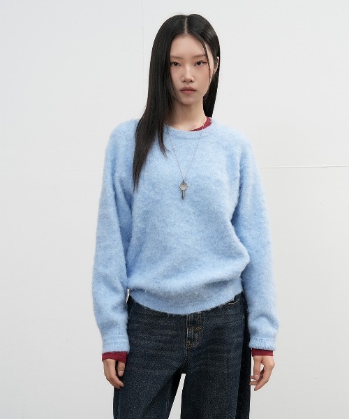 GENERAL IDEA（ジェネラルアイデア）の「【GENERAL IDEA】ヘアリーニットプルオーバー / HAIRY KNIT PULLOVER（ニット/セーター・レディース・ブルー/グレー/グリーン/ブラウン・L/M/S）」の4枚目の写真