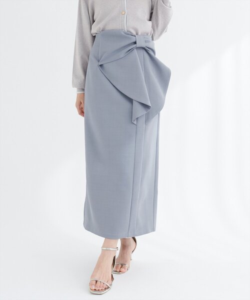 natural couture（ナチュラルクチュール）の「リボン付きナロースカート（スカート・レディース・グレー/モカ/スミクロ・FREE）」の11枚目の写真