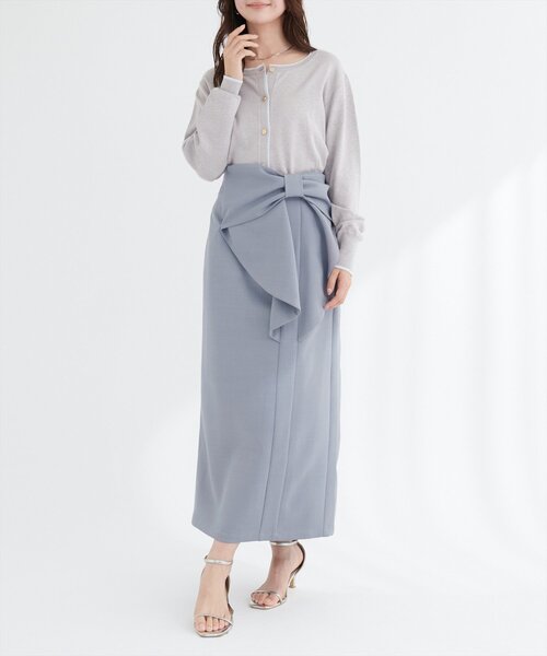 natural couture（ナチュラルクチュール）の「リボン付きナロースカート（スカート・レディース・グレー/モカ/スミクロ・FREE）」の12枚目の写真
