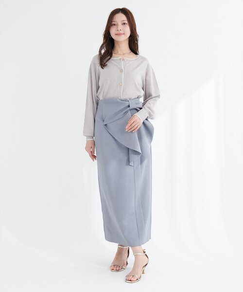 natural couture（ナチュラルクチュール）の「リボン付きナロースカート（スカート・レディース・グレー/モカ/スミクロ・FREE）」の13枚目の写真