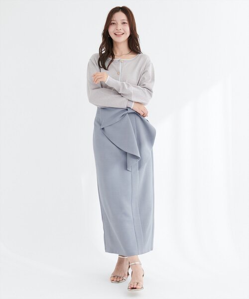 natural couture（ナチュラルクチュール）の「リボン付きナロースカート（スカート・レディース・グレー/モカ/スミクロ・FREE）」の14枚目の写真