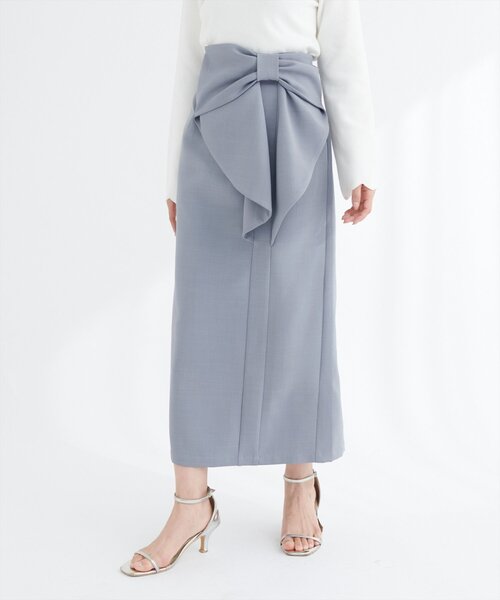 natural couture（ナチュラルクチュール）の「リボン付きナロースカート（スカート・レディース・グレー/モカ/スミクロ・FREE）」の15枚目の写真