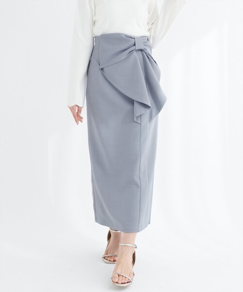 natural couture（ナチュラルクチュール）の「リボン付きナロースカート（スカート・レディース・グレー/モカ/スミクロ・FREE）」の16枚目の写真