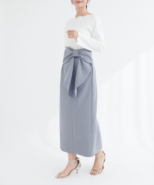 natural couture（ナチュラルクチュール）の「リボン付きナロースカート（スカート・レディース・グレー/モカ/スミクロ・FREE）」の17枚目の写真