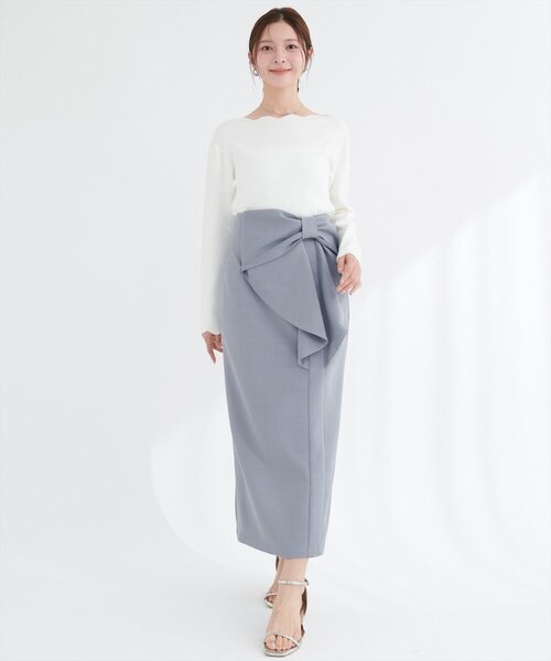 natural couture（ナチュラルクチュール）の「リボン付きナロースカート（スカート・レディース・グレー/モカ/スミクロ・FREE）」の18枚目の写真