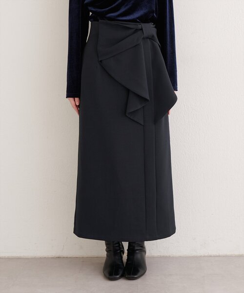 natural couture（ナチュラルクチュール）の「リボン付きナロースカート（スカート・レディース・グレー/モカ/スミクロ/オフホワイト・FREE）」の21枚目の写真