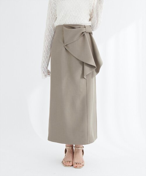 natural couture（ナチュラルクチュール）の「リボン付きナロースカート（スカート・レディース・グレー/モカ/スミクロ・FREE）」の21枚目の写真