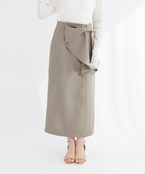 natural couture（ナチュラルクチュール）の「リボン付きナロースカート（スカート・レディース・グレー/モカ/スミクロ・FREE）」の22枚目の写真
