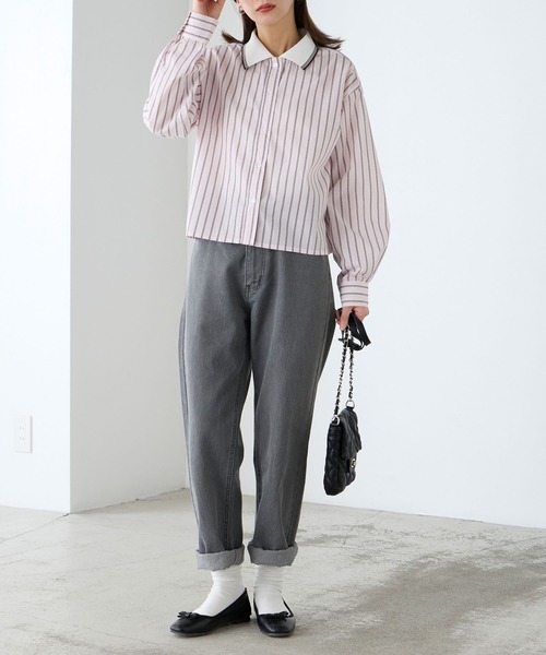 BONLECILL(ボンルシール)の「ポロ襟マルチストライプシャツ(シャツ/ブラウス・レディース・サックスブルー/ブルー/イエロー/ピンク・FREE)」の12枚目の写真