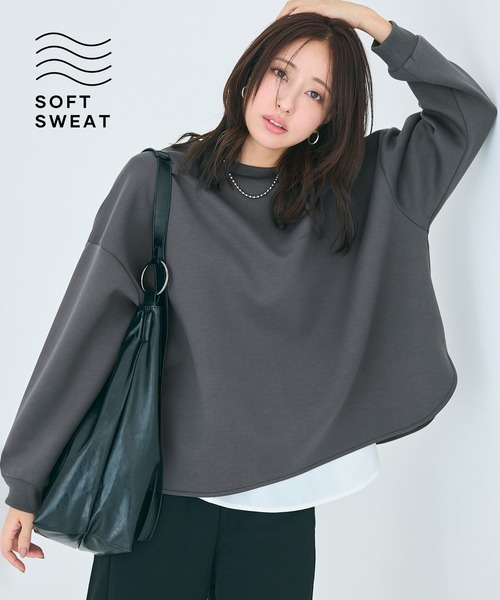 coca（coca）（コカ）の「ソフトスウェット裾スリットプルオーパー（スウェット・レディース・ブラック/グレー/ライトグレー/チャコール・M/S/L）」の4枚目の写真