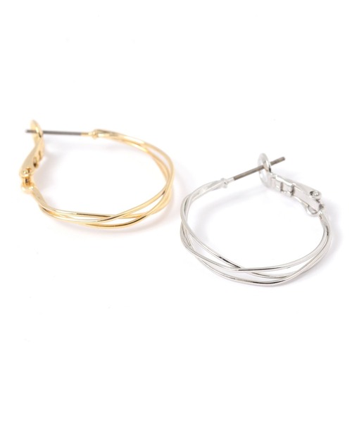 studio CLIP（スタディオクリップ）の「【daily CLIP】クロスラインフープピアス（ピアス（両耳用）・レディース・その他1/その他2・FREE）」の4枚目の写真