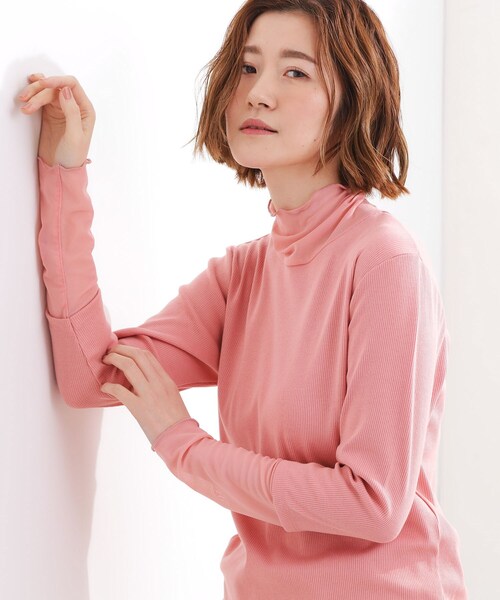 grove(グローブ)の「シアー切替ハイネックプルオーバー(Tシャツ/カットソー・レディース・ブラック/オフホワイト/ベビーピンク/ライトグレー・02/03/01/05/04)」の4枚目の写真
