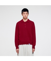 ERA（エラ）の「メンズ ウール混紡 ポロセーター - ディープバーガンディ（ニット/セーター）」