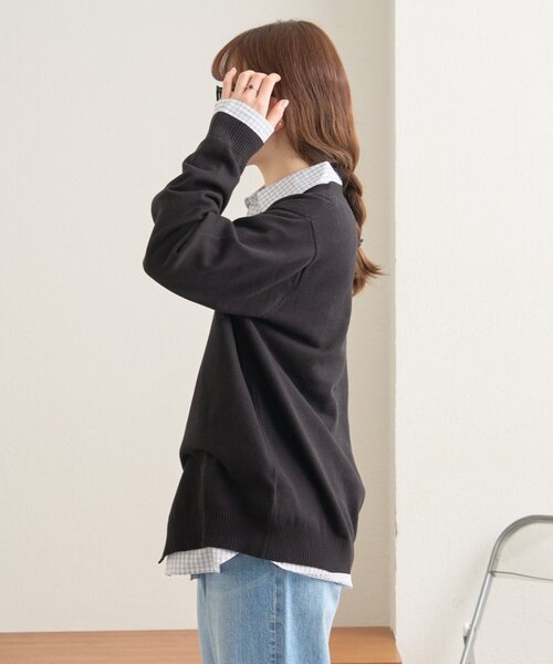 GEVACO（ゲバコ）の「【GEVACO】コットンVネックカーディガン（ニット/セーター・レディース・ブラック/ライム/レッド・LARGE/MEDIUM）」の7枚目の写真