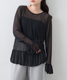 CIAOPANIC TYPY | 【レイヤードにおすすめ】フロッキードットチュールフリルトップス(Tシャツ/カットソー)