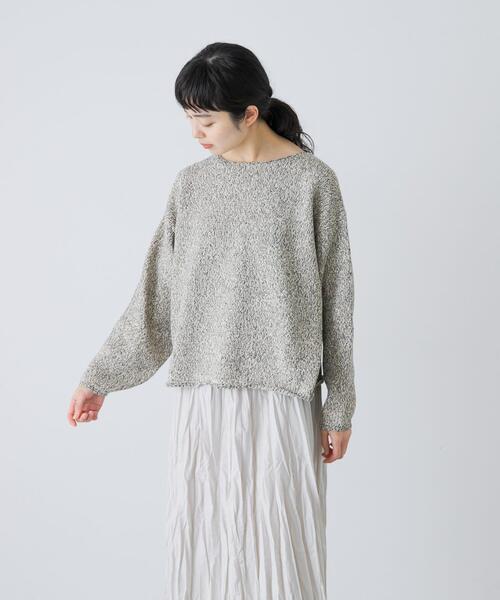 かぐれ(カグレ)の「テープヤーンボートネックニット(ニット/セーター・レディース・ブラック/ライトベージュ・FREE)」の1枚目の写真