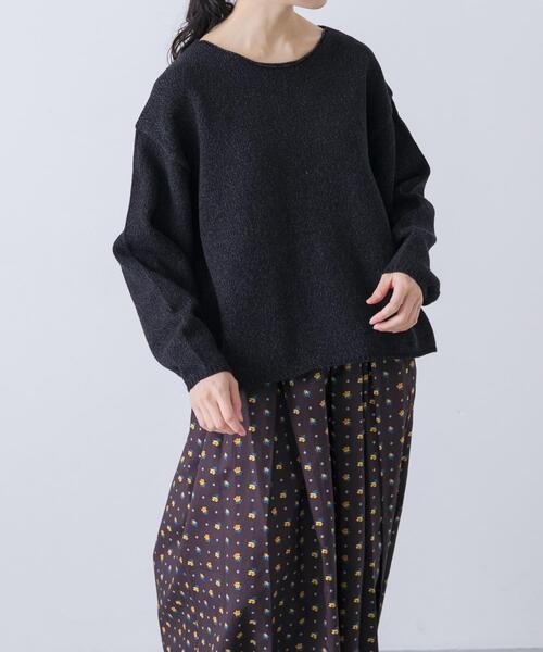 かぐれ（カグレ）の「テープヤーンボートネックニット（ニット/セーター・レディース・ブラック/ライトベージュ・FREE）」の17枚目の写真