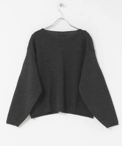 かぐれ(カグレ)の「テープヤーンボートネックニット(ニット/セーター・レディース・ブラック/ライトベージュ・FREE)」の11枚目の写真