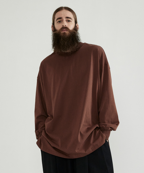 CARGOBROS(カーゴブロス)の「CB オーバーサイズ 無地 ラウンド 長袖Tシャツ (ブラウン)(Tシャツ/カットソー・メンズ・その他・FREE)」の2枚目の写真