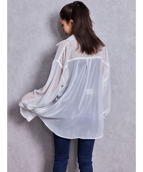 GYDA（ジェイダ）の「オーバーラメシアーシャツ（シャツ/ブラウス・レディース・ブラック/オフホワイト/ミント・FREE）」の6枚目の写真